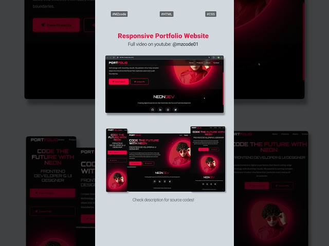 Build a Responsive Portfolio Website  #webdesign #portfoliowebsite #coding #css #shorts #js