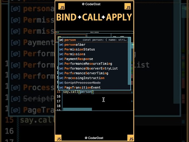 What are Bind, Call, and Apply? JavaScript Interview Favorites #javascript #shorts