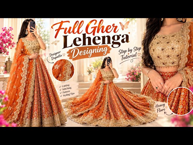 Learn How to Make a Beautiful Full Gher Lehenga Step by Step ✨ by Ruby Dress Designs