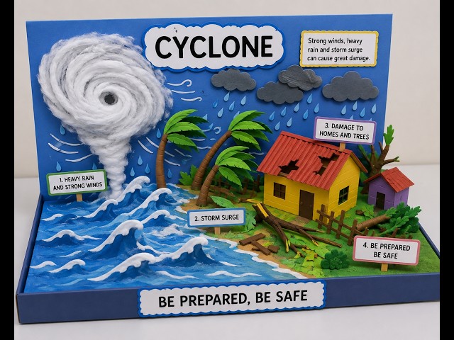 Cyclone Disaster Management Model | 3D School Project | Cyclone Working Model | Science Project