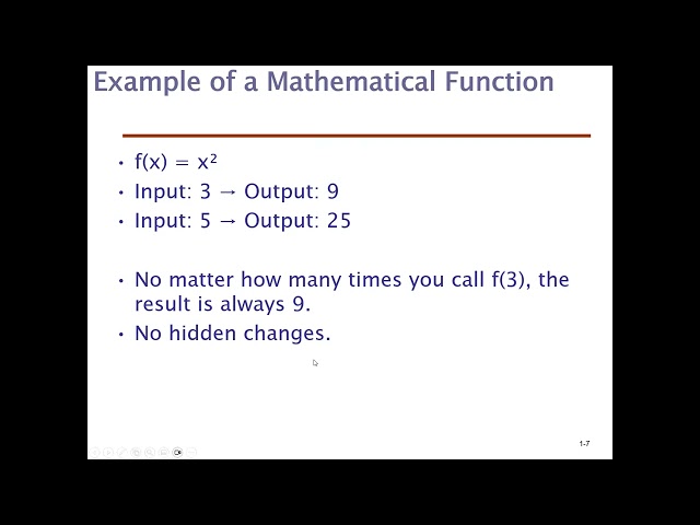 Programming Language Concept: Functional Programming Mathematical Function. Referential Transparency