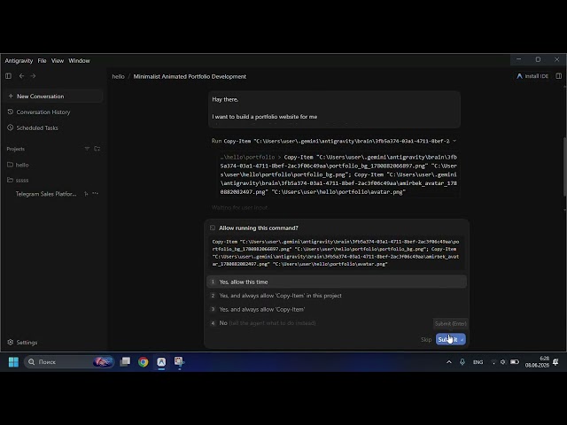 AI yordamida Portfolio Websayt yaratamiz | Antigravity orqali dasturlash