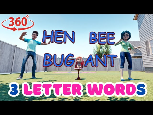 Buzz & Learn! 🐝 Fun 3-Letter Words for Kids: HEN, BEE, BUG, ANT!