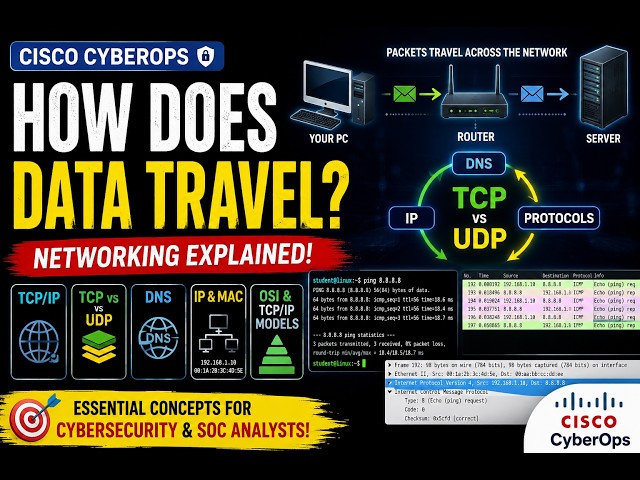 D'SON Cisco CyberOps: Networking Protocols Explained | TCP/IP, TCP vs UDP, DNS & Data Encapsulation