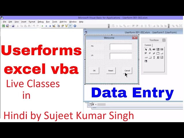 UserForm -  Data Entry Form - Learn VBA Macros Programming In Hindi