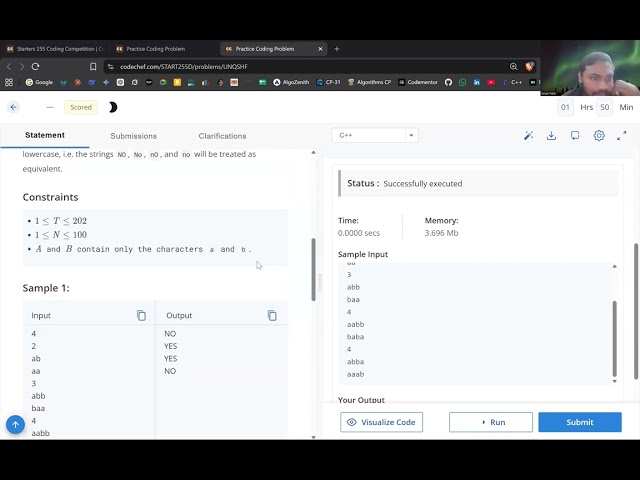 Codechef Starters 255 | got 1400 rank | live solving ( Q1, 2, 3, 4 & 6)
