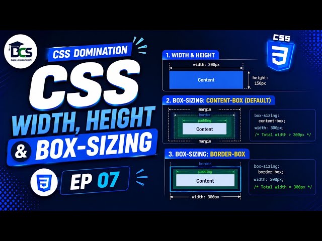 CSS Width, Height & Box-Sizing Explained | CSS Tutorial for Beginners | EP 07