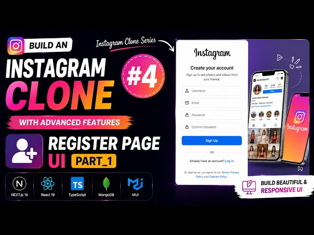 #4 Full Stack Instagram Clone Series |Next.js 16 Register Page UI (part_1)  #nextjs #react #ai