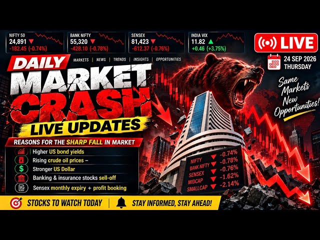 SHARE MARKET CRASH 😦| आज Share Market में क्या हुआ? | Nifty, Bank Nifty, Market Crash | 24 Sep 2026
