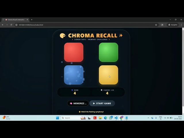 🎨 Chroma Recall   Interactive Memory Game