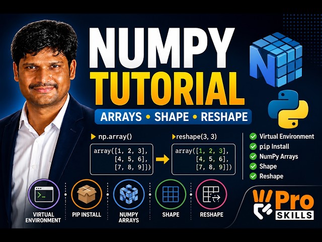 NumPy Tutorial for Beginners | Virtual Environment, pip Install, Arrays & Reshape | Python Course