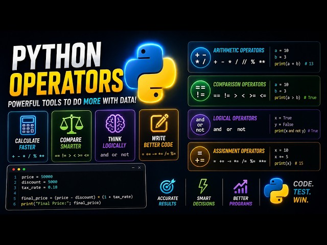 Python Operators Explained | Arithmetic, Comparison, Logical & Assignment Operators