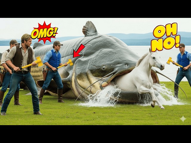 SHOCKING FOOTAGE: Giant "Killer" Catfish Drags Horse Underwater! (The Rescue is Insane)