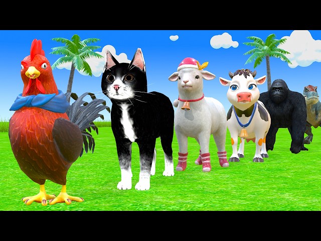 Long Slide Game With Cow Elephant Gorilla Hippopotamus Tiger 3d Animal Game Funny 3d Animals
