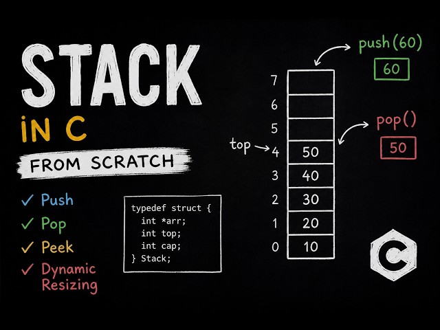 stack implementation in c | from scratch