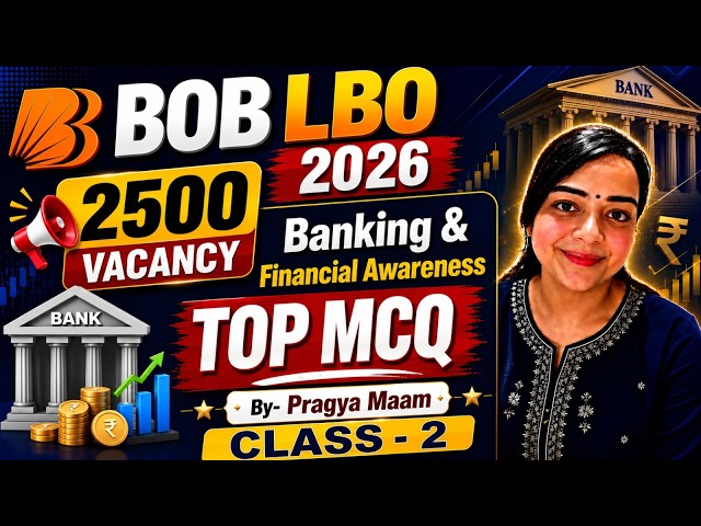 BOB LBO 2026 | Banking & Financial Awareness TOP MCQ Class-2 | By-Pragya Maam