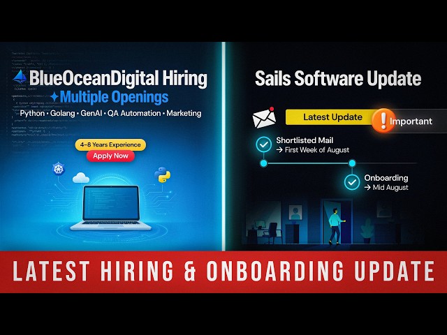 🔥 BlueOceanDigital India Hiring 2026 | Python, GenAI, Golang, QA Jobs + Sails Software Latest Update