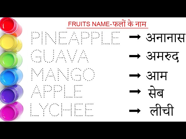 Fruits Name || फलों के नाम || Fruits Name in English and Hindi || study centre