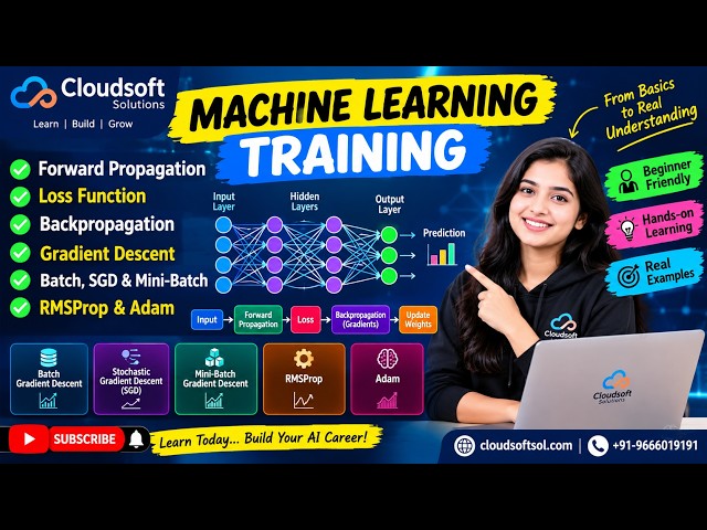 Machine Learning Training: Forward Propagation, Backpropagation, SGD, RMSProp & Adam Explained