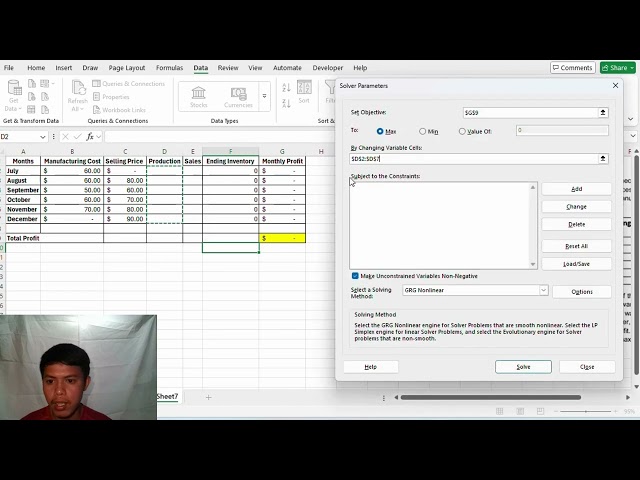 How to Simulate Linear Programming Scheduling using Excel Solver