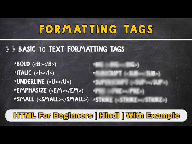 HTML - Text Formatting Tags | Basic 10 Text Formatting Tags | HTML Course in Hindi