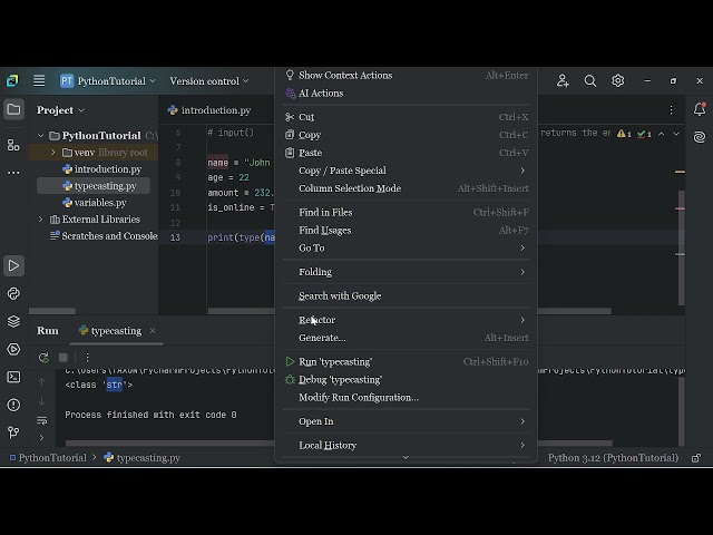 Python Tutorial - Typecasting and Input Function