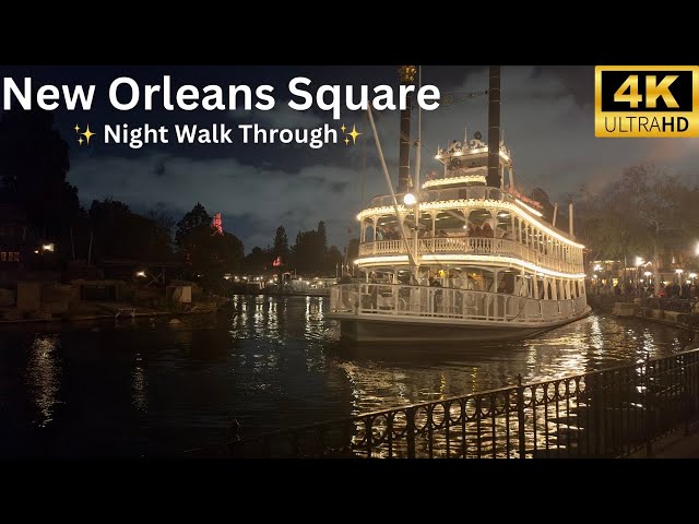 New Orleans Square Night Time Walk Through in Disneyland