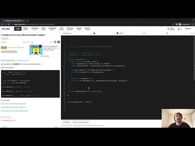 2. implement curry() with placeholder support - bigfrontend - JavaScript