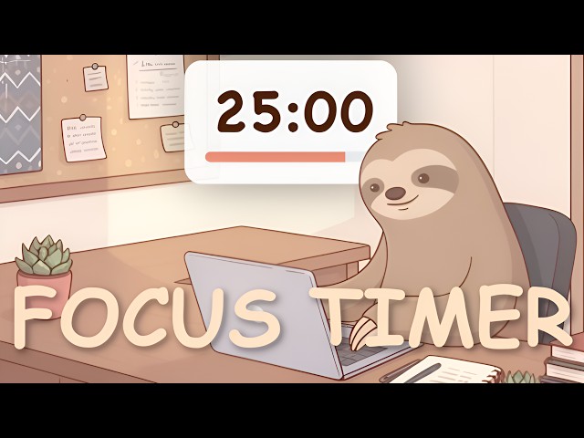 Silent Pomodoro Timer 1 hour (25/5min) | Cozy Focus Timer without Music for Focused Work & Study