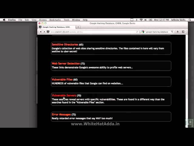 Ethical Hacking Tutorials 17 Google Hacking Database 01