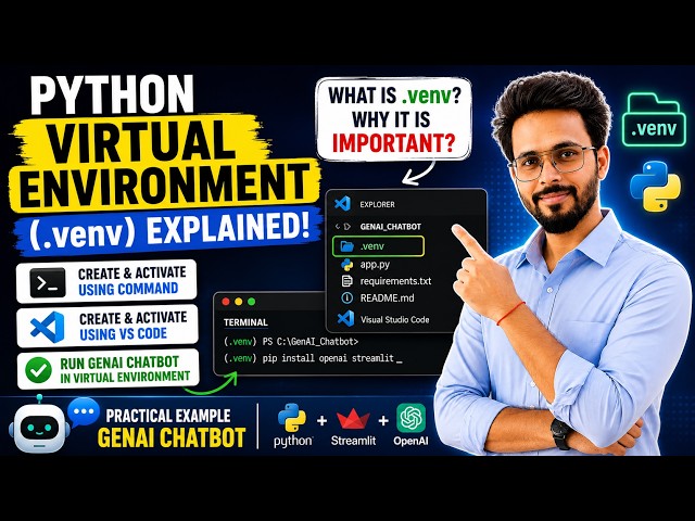 👉 Python Virtual Environment (.venv) Explained | Setup for GenAI Projects (VS Code + Python)