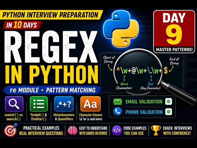Python Regular Expressions Explained | re Module & Interview Questions | Python Interview Prep Day 9