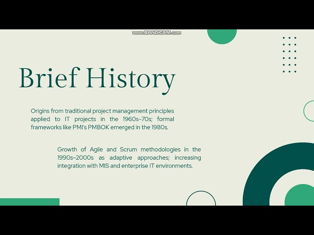 Project Time & Cost Management · Risk Management · Agile/Scrum Methodologies in MIS