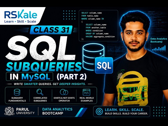 Subqueries in SQL (Part 2) | Subqueries Tutorial for Beginners | Data Analytics Bootcamp Class 31