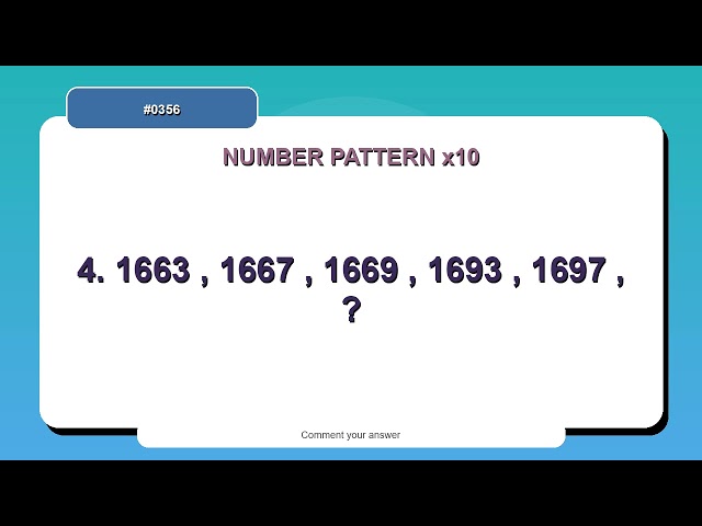 Number Pattern Challenge #0356 | 10 Number Pattern Practice Questions