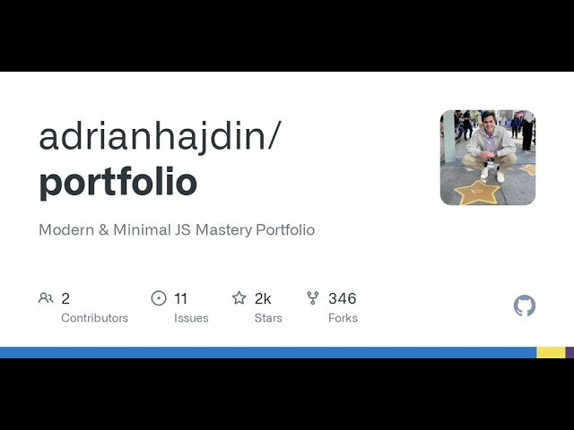 GitHub - adrianhajdin/portfolio: Modern & Minimal JS Mastery Portfolio