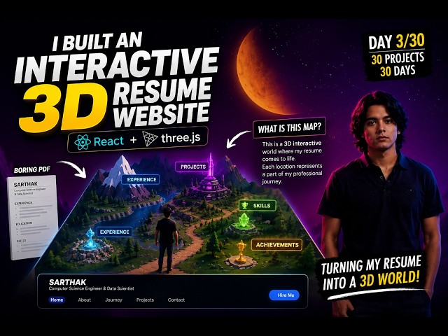 I Built an Interactive 3D Resume Website with Three.js & React | Day 3/30 | ASH KRO YAAR