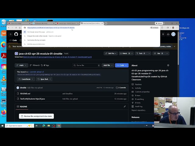 CIT-63 Spr 26 Video - GitHub Classroom Issues