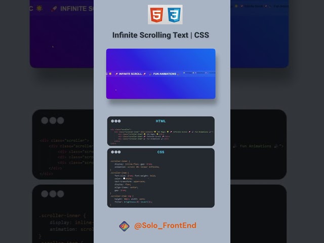 Infinite Scroling Text  #css #cssanimation #frontendcourse #programmer #coding #codingskills