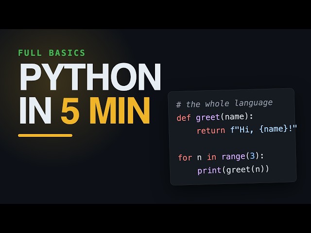 Learn Python in 5 Minutes: Variables, Lists, Loops, Dictionaries and Functions