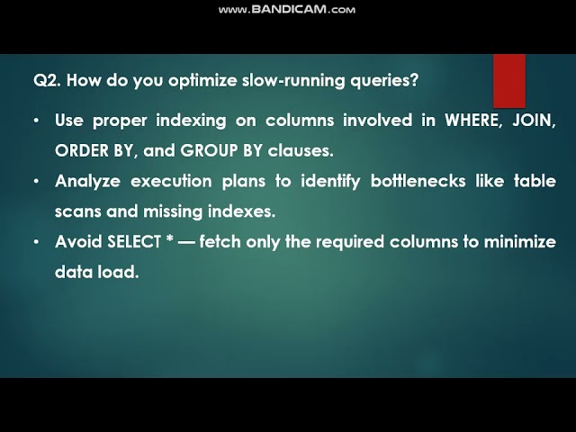 optimize slow-running queries - MS SQL