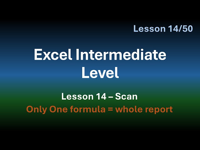 Excel Intermediate Level - Lesson 14 (Scan)