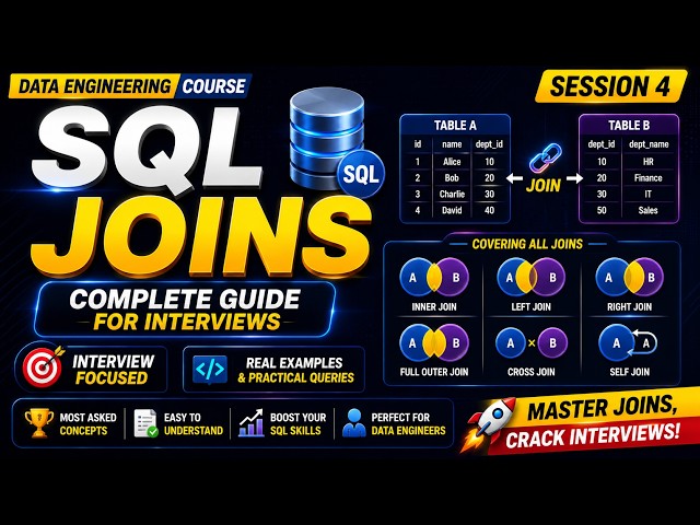 Master SQL Joins for Data Engineering Interviews | Complete SQL Joins Tutorial | Data Engineering