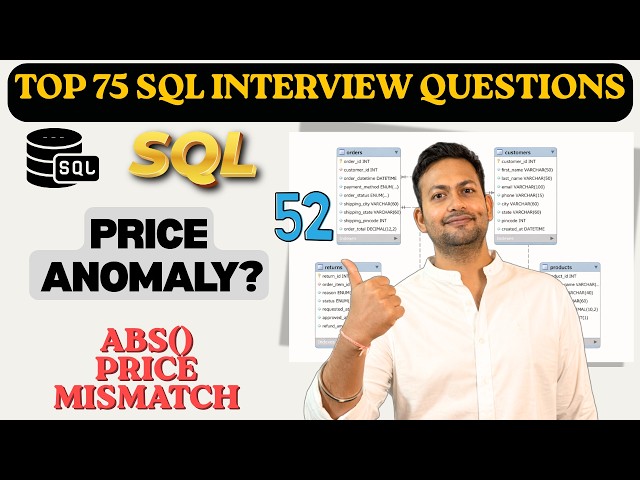 Detect Price Anomalies Across Products | ABS() + JOIN Price Mismatch | SQL Interview #52