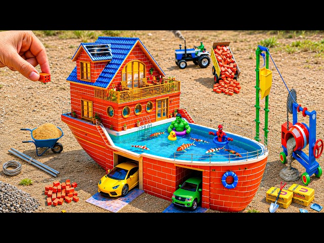 DIY Construction Science Project - Building a Modern Yacht Pool and House with Bricks and Cement