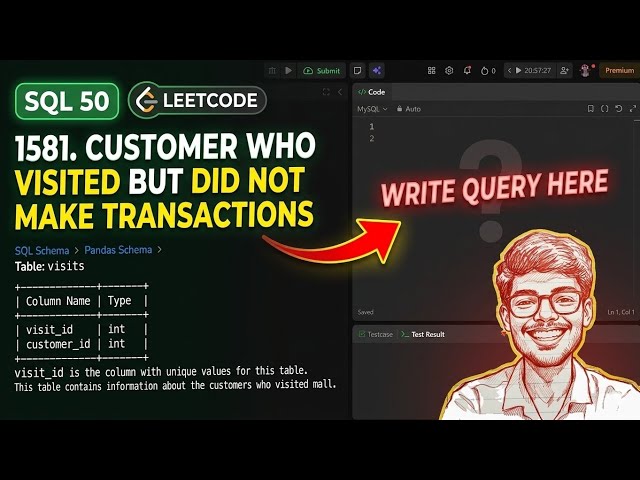 LeetCode -1581. Customer Who Visited but Did Not Make Any Transactions (SQL Solution)