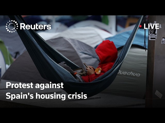 LIVE: Protesters demand action to alleviate housing crisis in Madrid