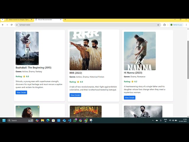 Movie Recommender System Using Python & Django  |Mini Project|  Demo  Explanation