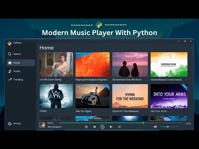 I Rebuilt Spotify as a Music Player With Python || CustomTkinter || Nice UI  