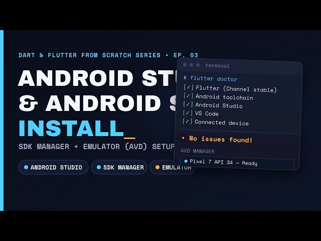 Dart Tutorial for Absolute Beginners 2026 | Android Studio + SDK Setup (Ep.3)